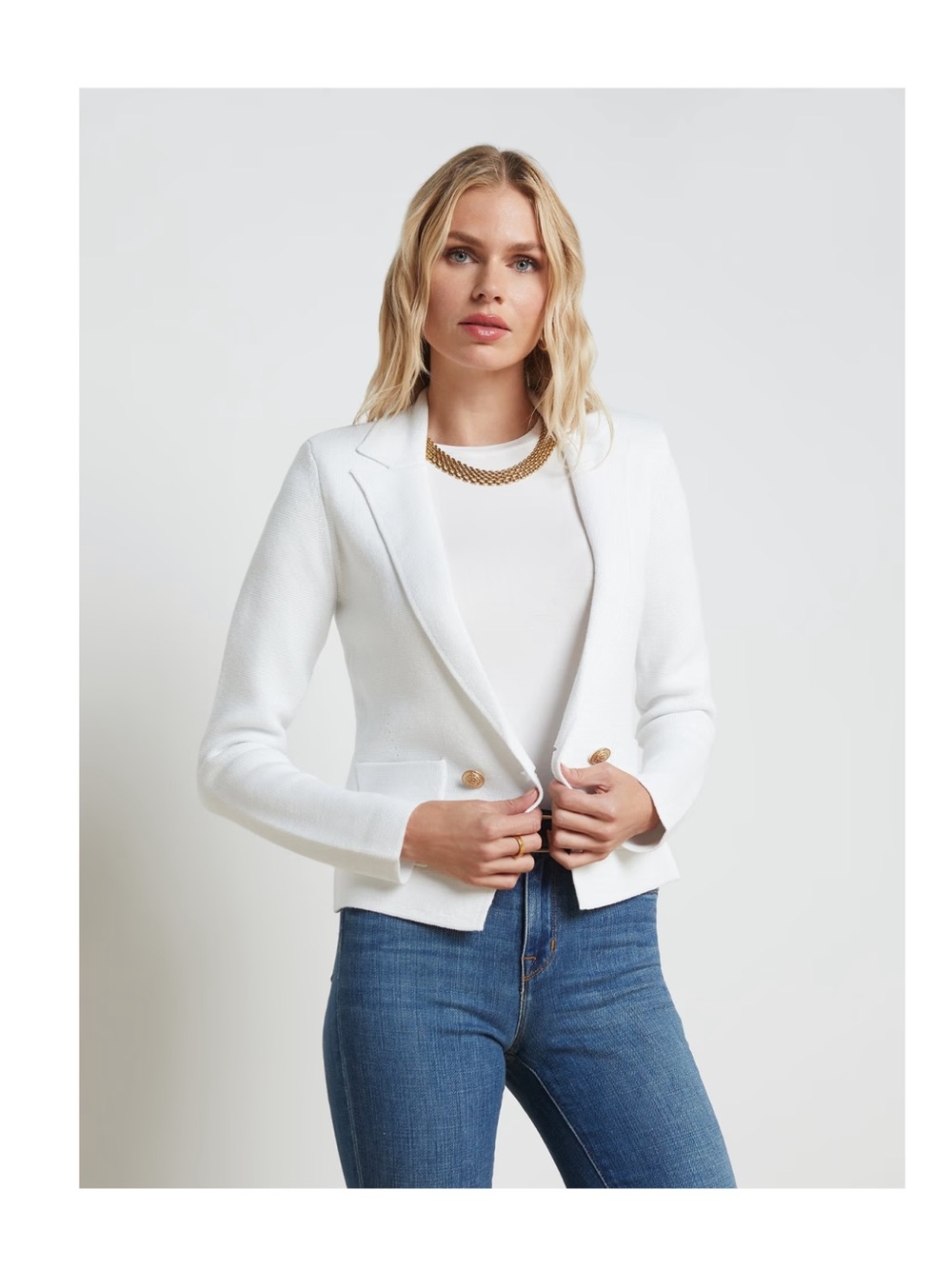 Lagence Sofia Knit Blazer - White